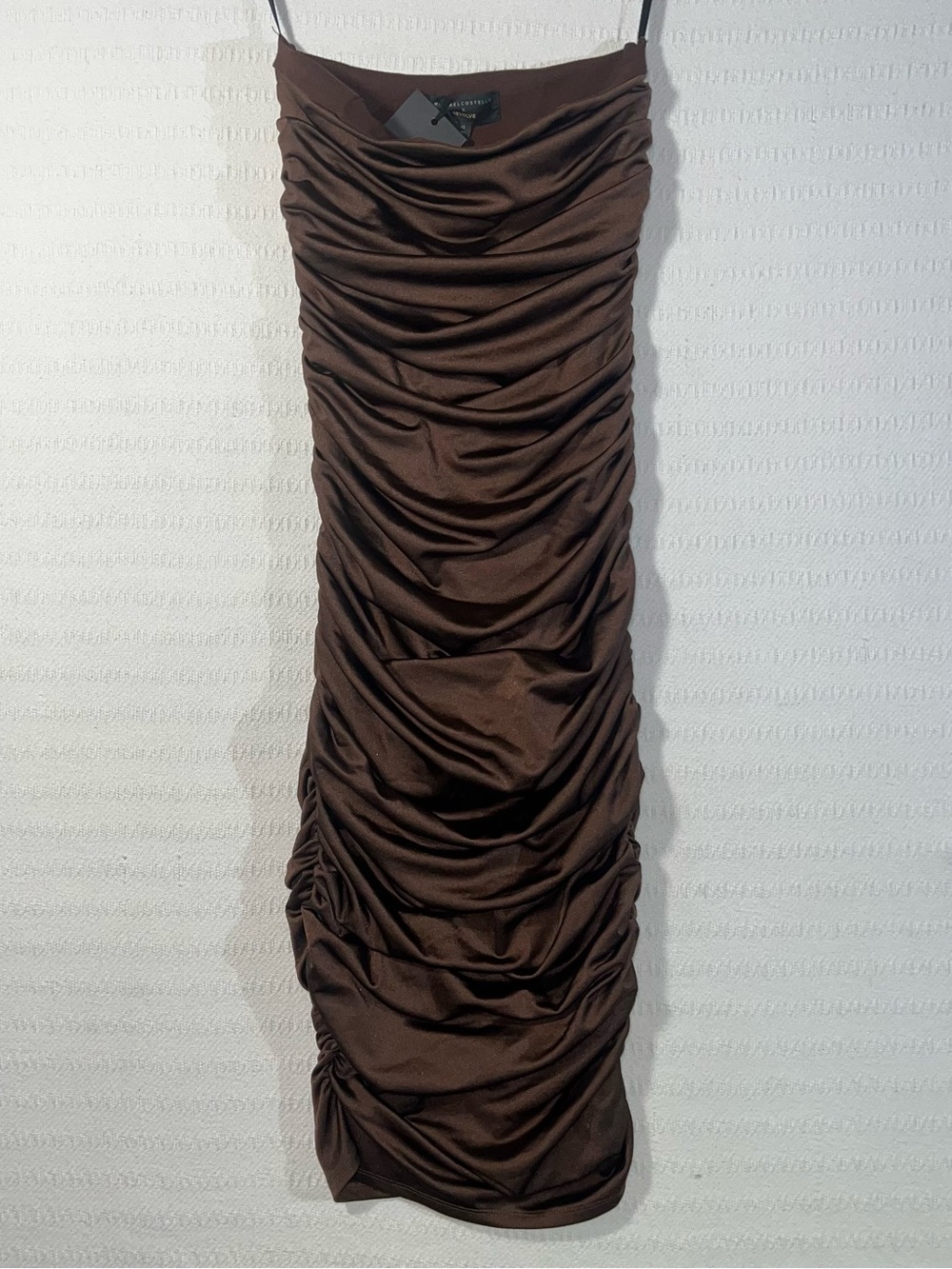 Michael Costello x Revolve Ruched Strapless Dress Womens XS Brown Formal Evening - Picture 2 of 6
